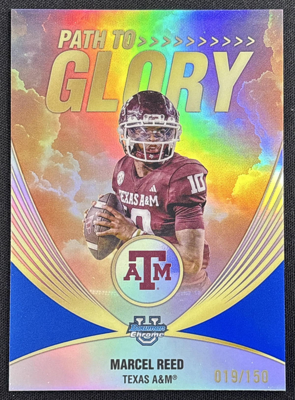 Marcel Reed 2025 Bowman Chrome University Path To Glory Blue Refractor /150 Aggies Texas A&M Aggies