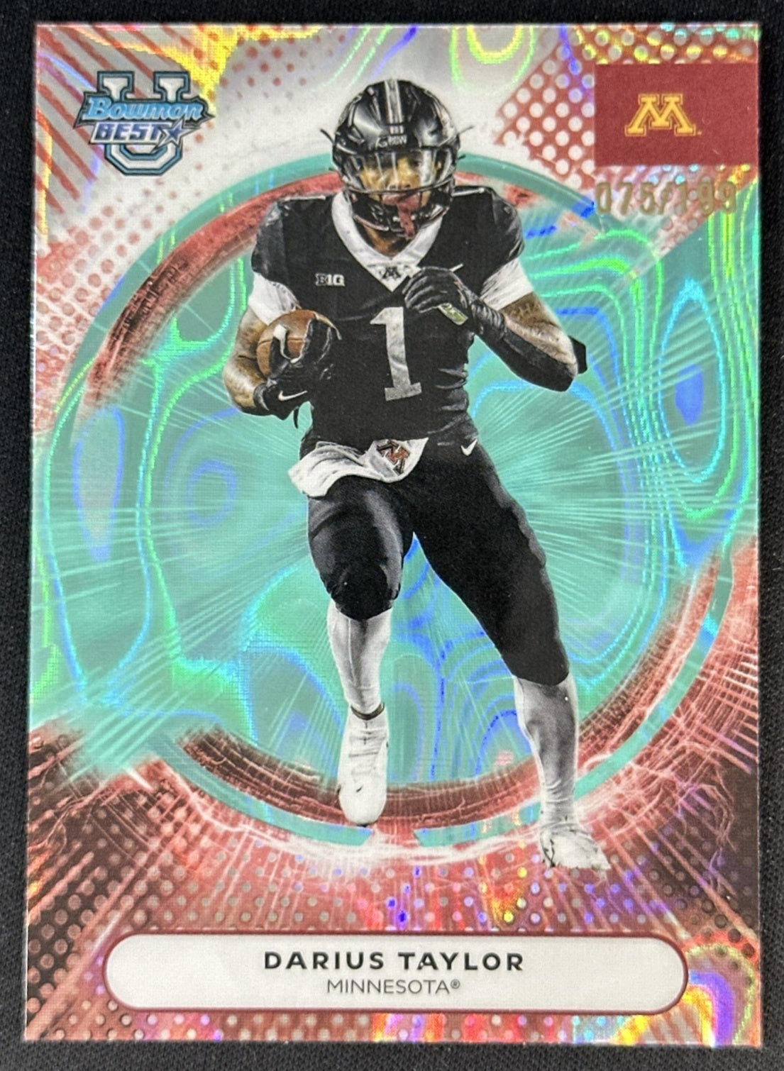 Darius Taylor 2025 Best University Aqua Lava Refractor /199 Golden Gophers Vikings