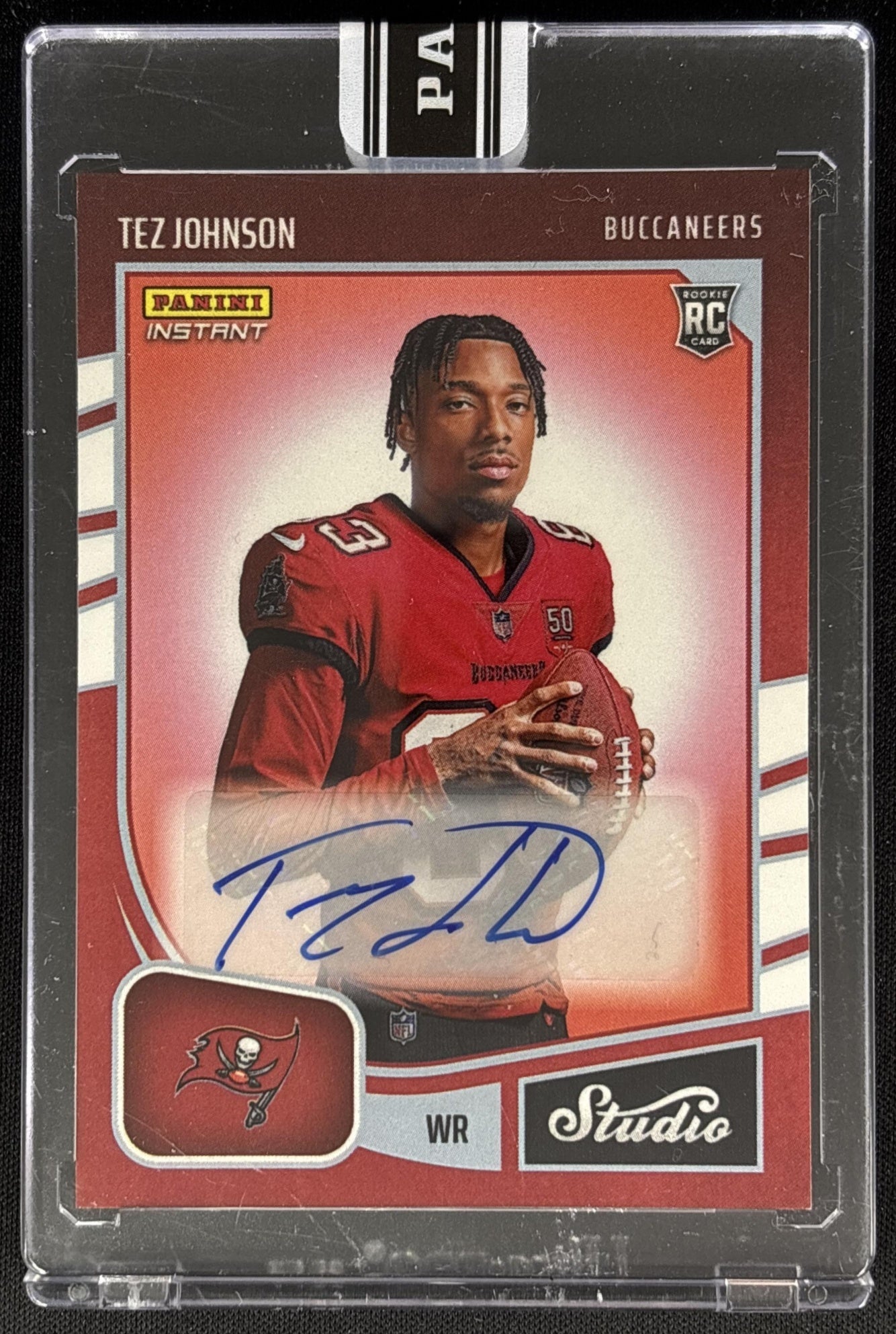 Tez Johnson 2025 Panini Instant Studio Auto /99 Rookie Buccaneers Sports Trading Cards