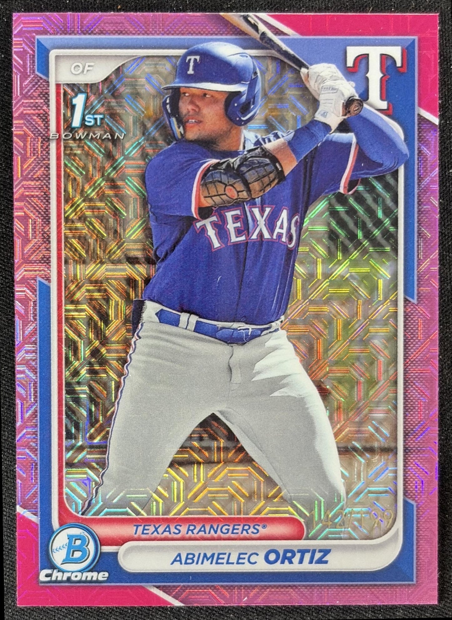 Abimelec Ortiz 2024 Bowman Mega Box Chrome Prospects Mojo Pink Refractor /199 Rangers