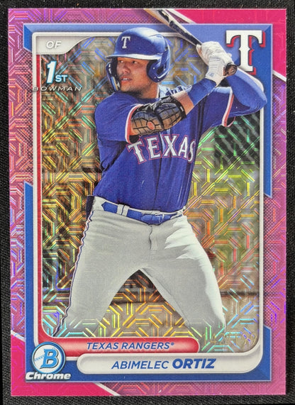 Abimelec Ortiz 2024 Bowman Mega Box Chrome Prospects Mojo Pink Refractor /199 Rangers
