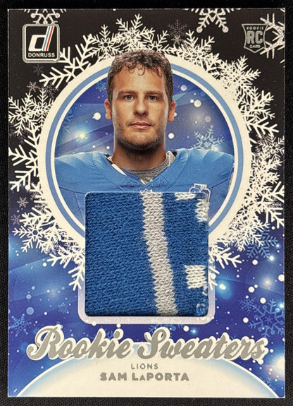 Sam LaPorta 2023 Panini Donruss Rookie Holiday Sweater Relics Lions