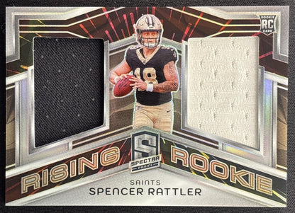Spencer Rattler 2024 Panini Spectra Rising Rookie Materials Hyper /60 Saints Default Title Sports Trading Cards