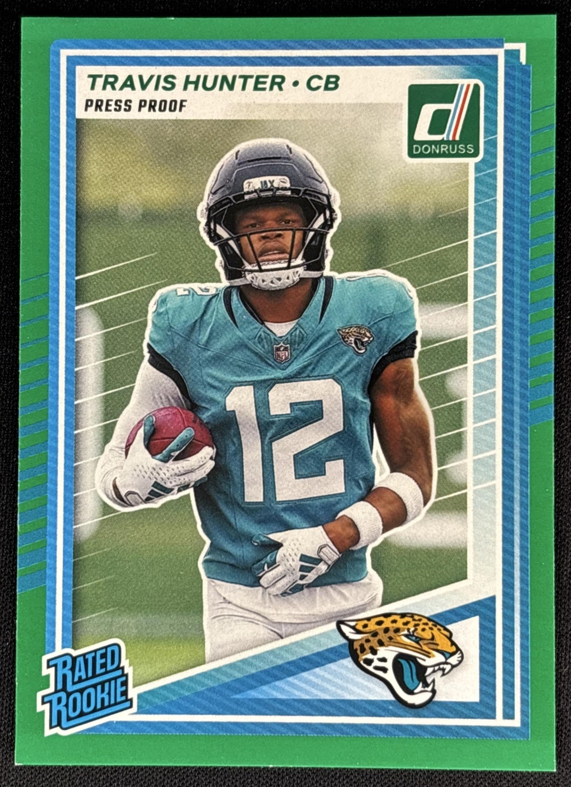 Travis Hunter 2025 Panini Donruss Rated Rookie Press Proof Green Jaguars Sports Trading Cards