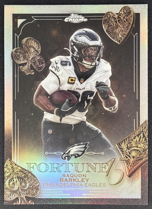 Saquon Barkley 2025 Topps Chrome Fortune 15 Refractor Eagles