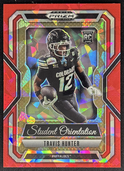 Travis Hunter 2025 Prizm Draft Picks Student Orientation Red Ice Buffaloes Sports Trading Cards