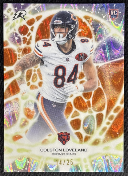 Colston Loveland 2025 Resurgence Protonyx Orange Power Surge Refractor /25 Bears Sports Trading Card