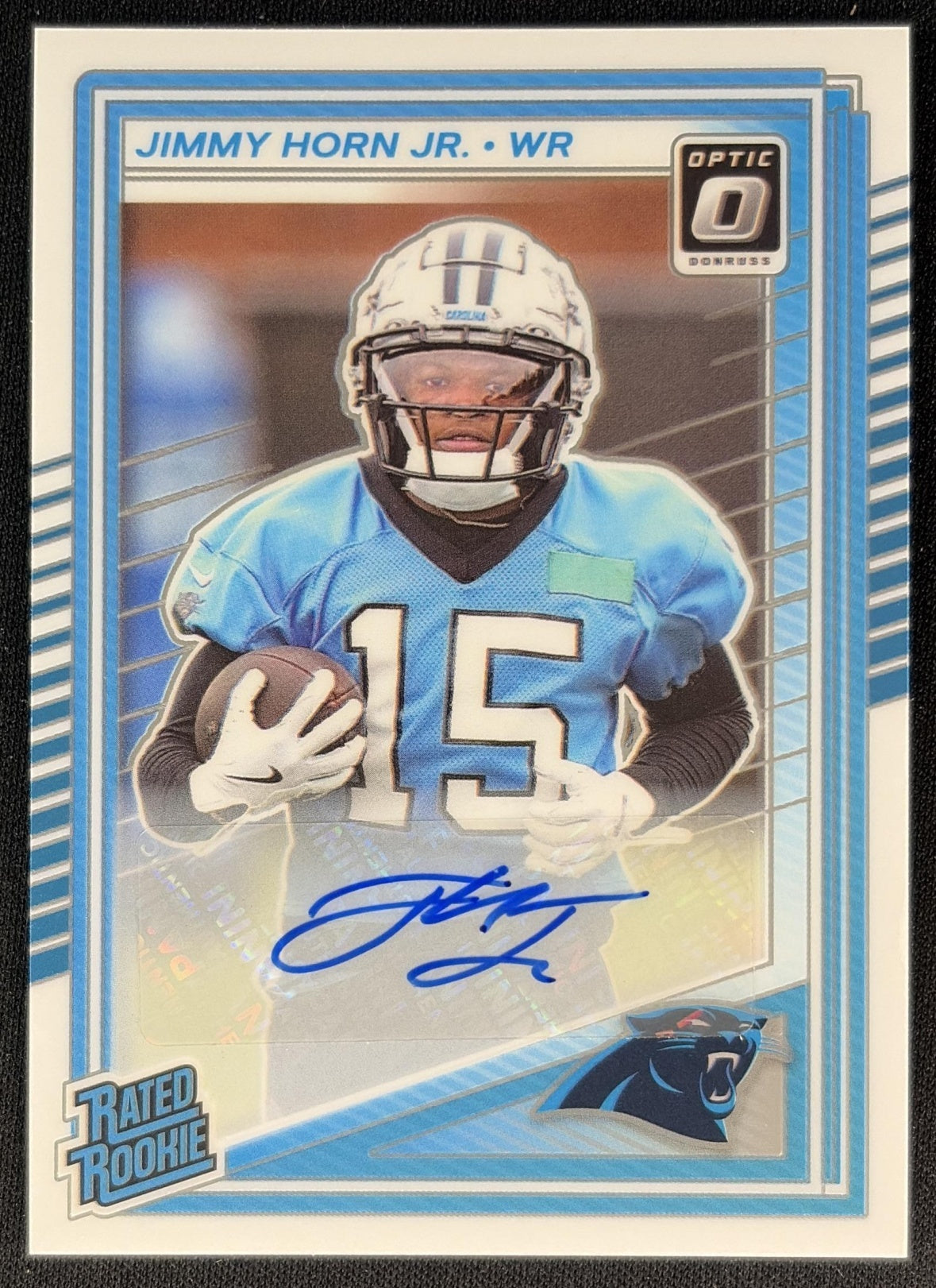 Jimmy Horn Jr. 2025 Panini Donruss Optic Rated Rookie Auto /350 Panthers Sports Trading Cards