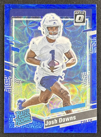 Josh Downs 2023 Panini Donruss Optic Rated Rookie Preview Blue Scope Prizm Colts
