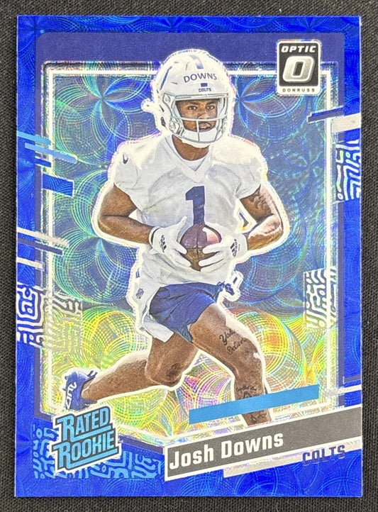 Josh Downs 2023 Panini Donruss Optic Rated Rookie Preview Blue Scope Prizm Colts
