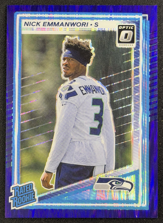 Nick Emmanwori 2025 Panini Donruss Optic Rated Rookie Purple Shock Prizm Seahawks