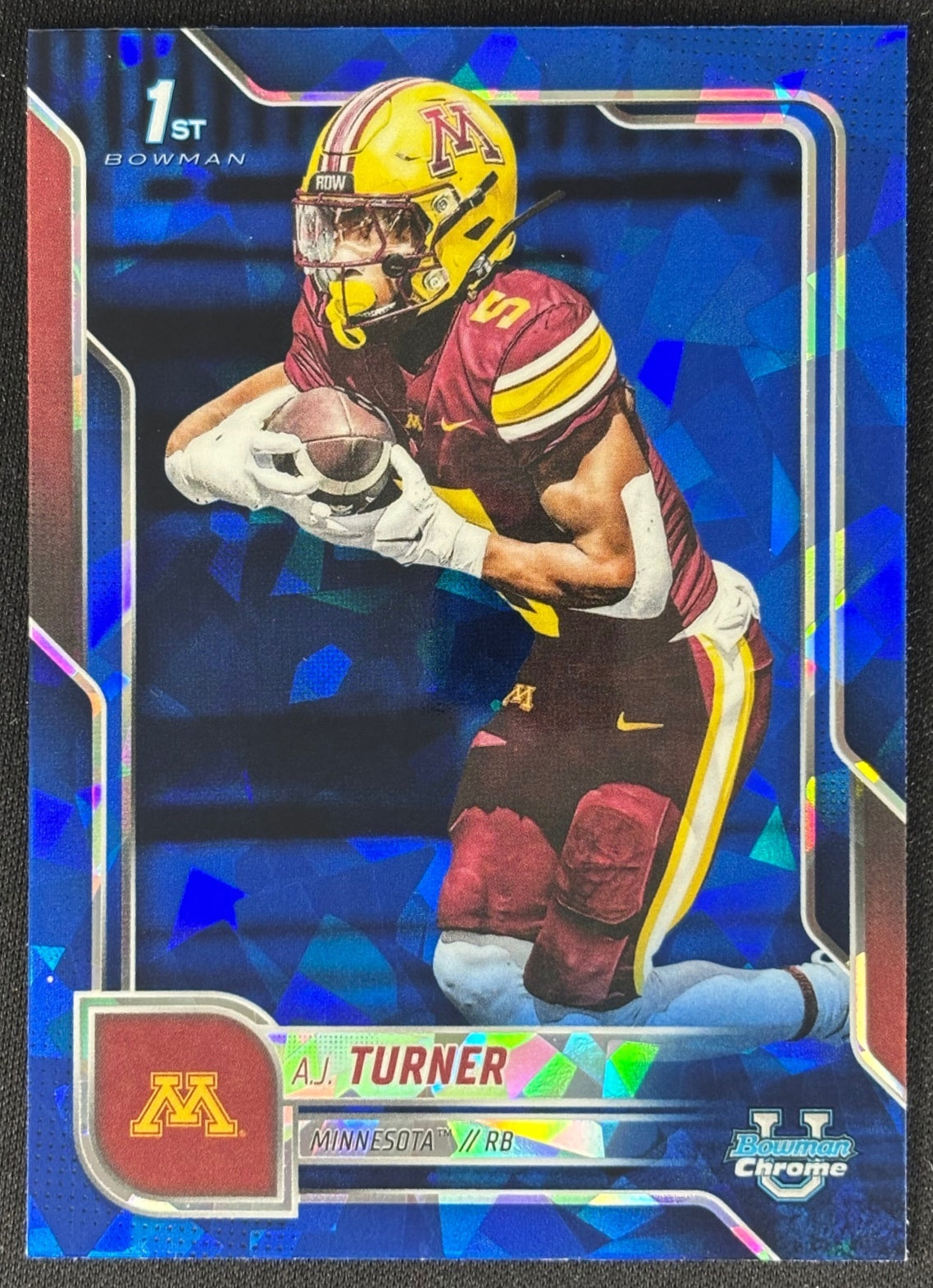 A.J. Turner 2025 Chrome University Sapphire Prospect Golden Gophers Sports Trading Card