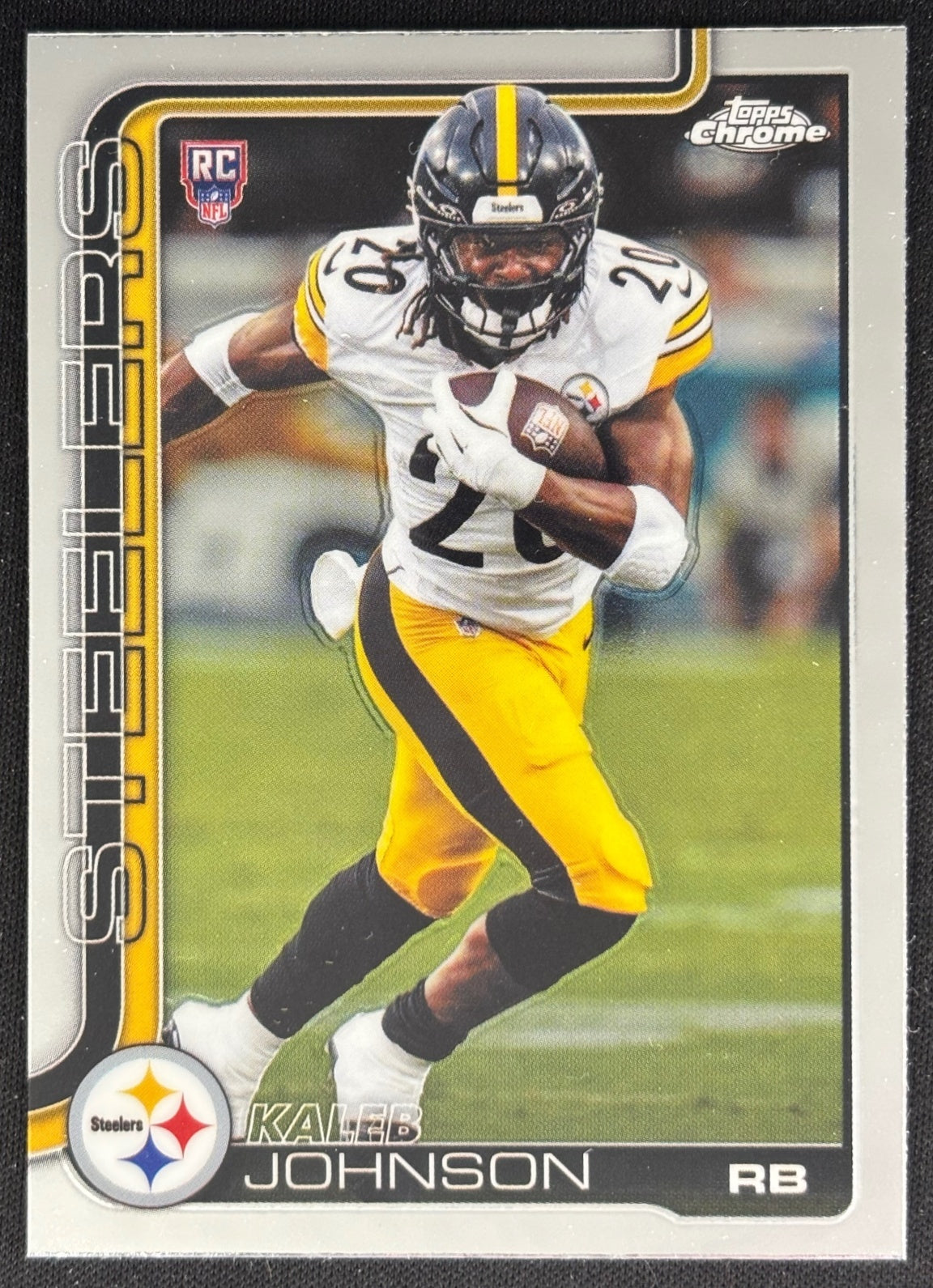 Kaleb Johnson 2025 Topps Chrome Rookie Steelers Sports Trading Cards