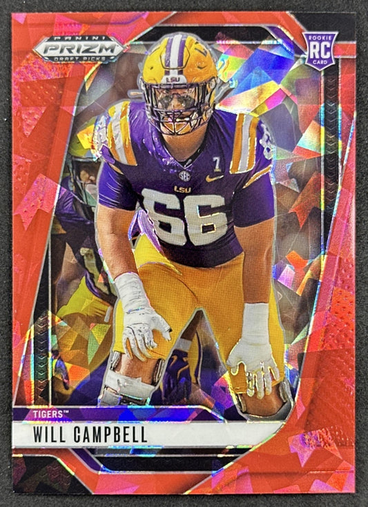 Will Campbell 2025 Panini Prizm Draft Picks Red Ice Tigers Patriots - Front