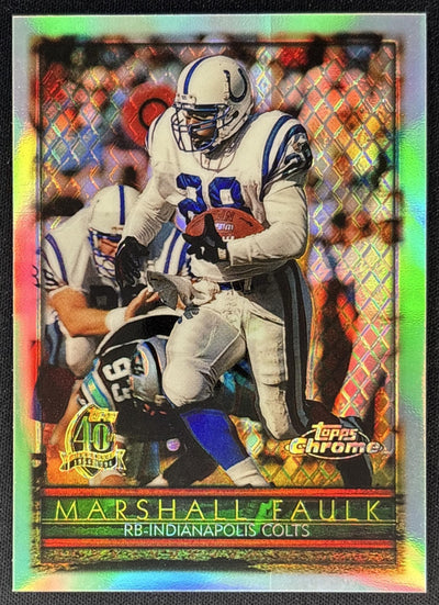 Marshall Faulk 1996 Topps Chrome Refractor Colts front