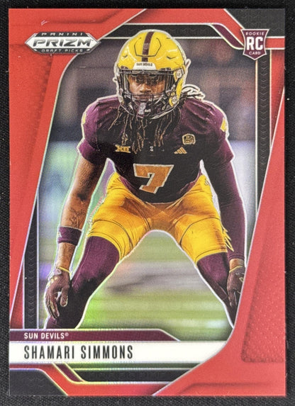 Shamari Simmons 2025 Panini Prizm Draft Picks Red /399 Sun Devils Sports Trading Card