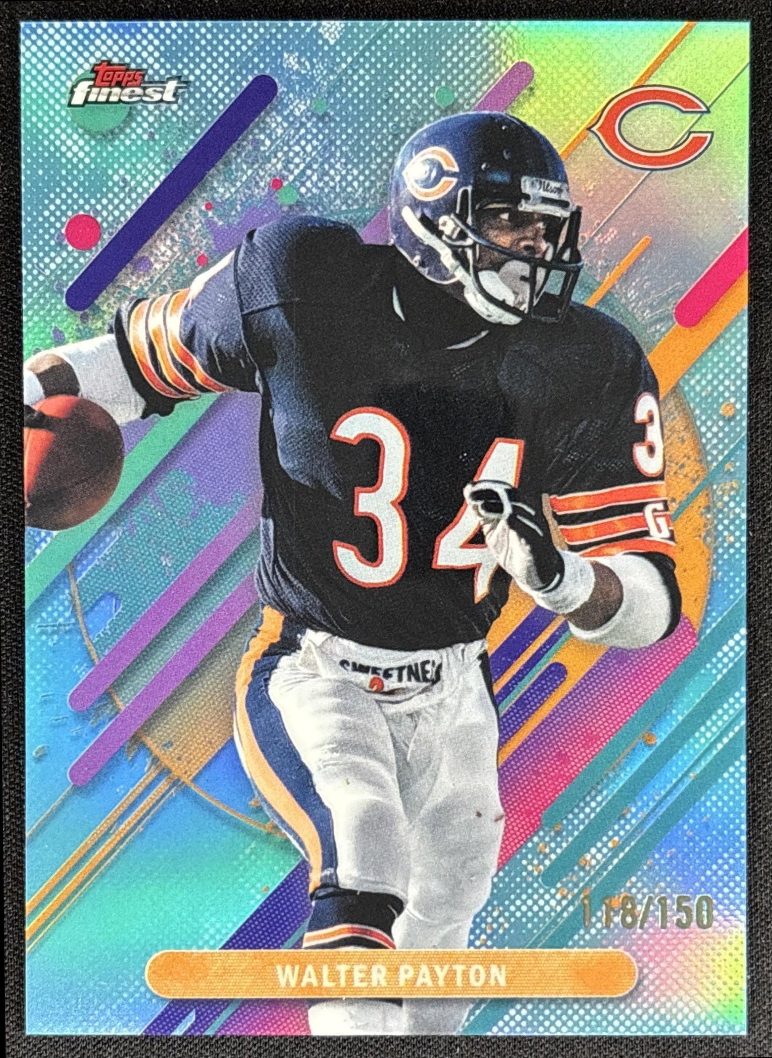 Walter Payton 2025 Topps Finest Rare Sky Blue Refractor /150 Bears