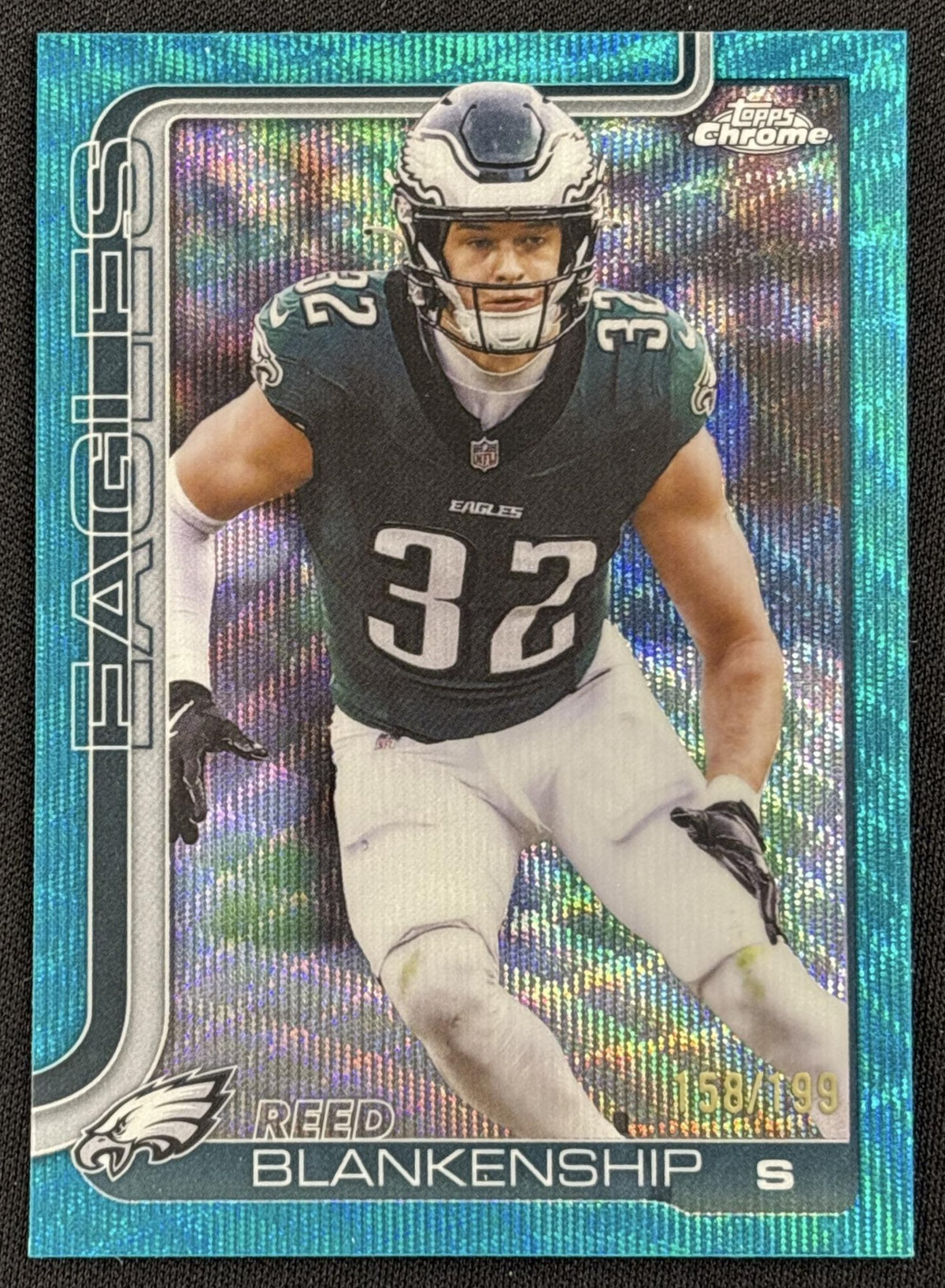 Reed Blankenship 2025 Topps Chrome Aqua Wave Refractor /199 Eagles