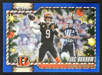 Joe Burrow 2026 Topps Holiday Blue Metallic Glitter Bengals