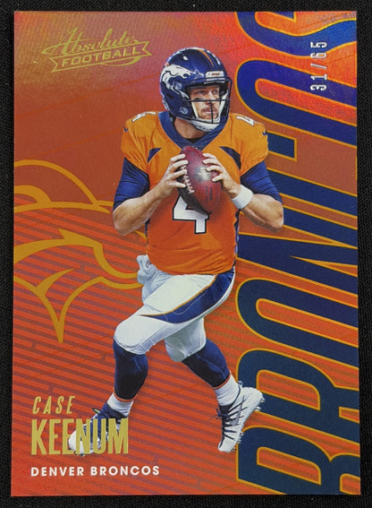 Case Keenum 2018 Panini Absolute Spectrum Orange /65 Broncos - front
