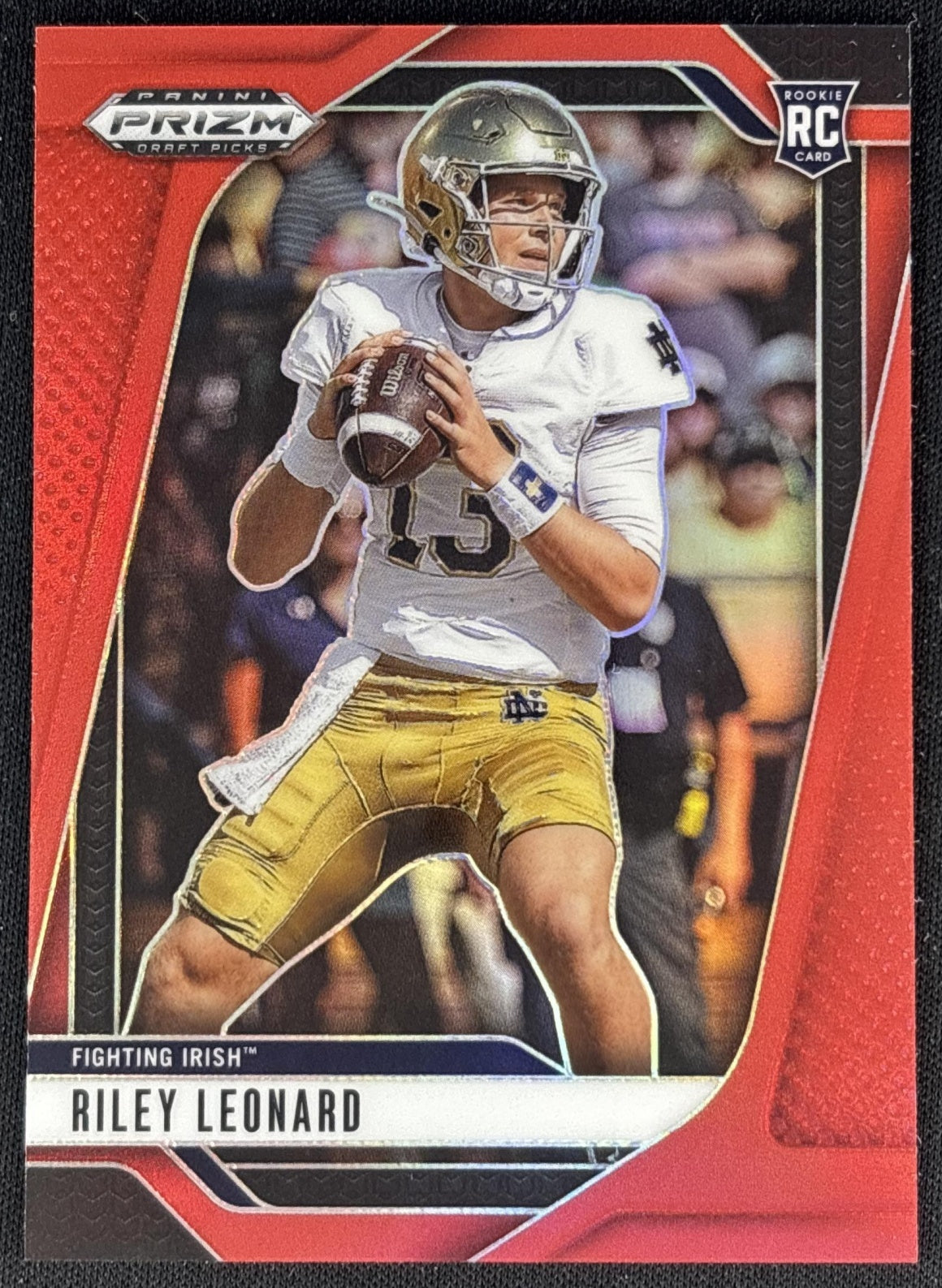 Riley Leonard 2025 Panini Prizm Draft Picks Red /399 Fighting Irish Front