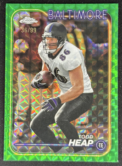 Todd Heap 2024 Topps Chrome Green Geometric Refractor /99 Ravens Sports Trading Card