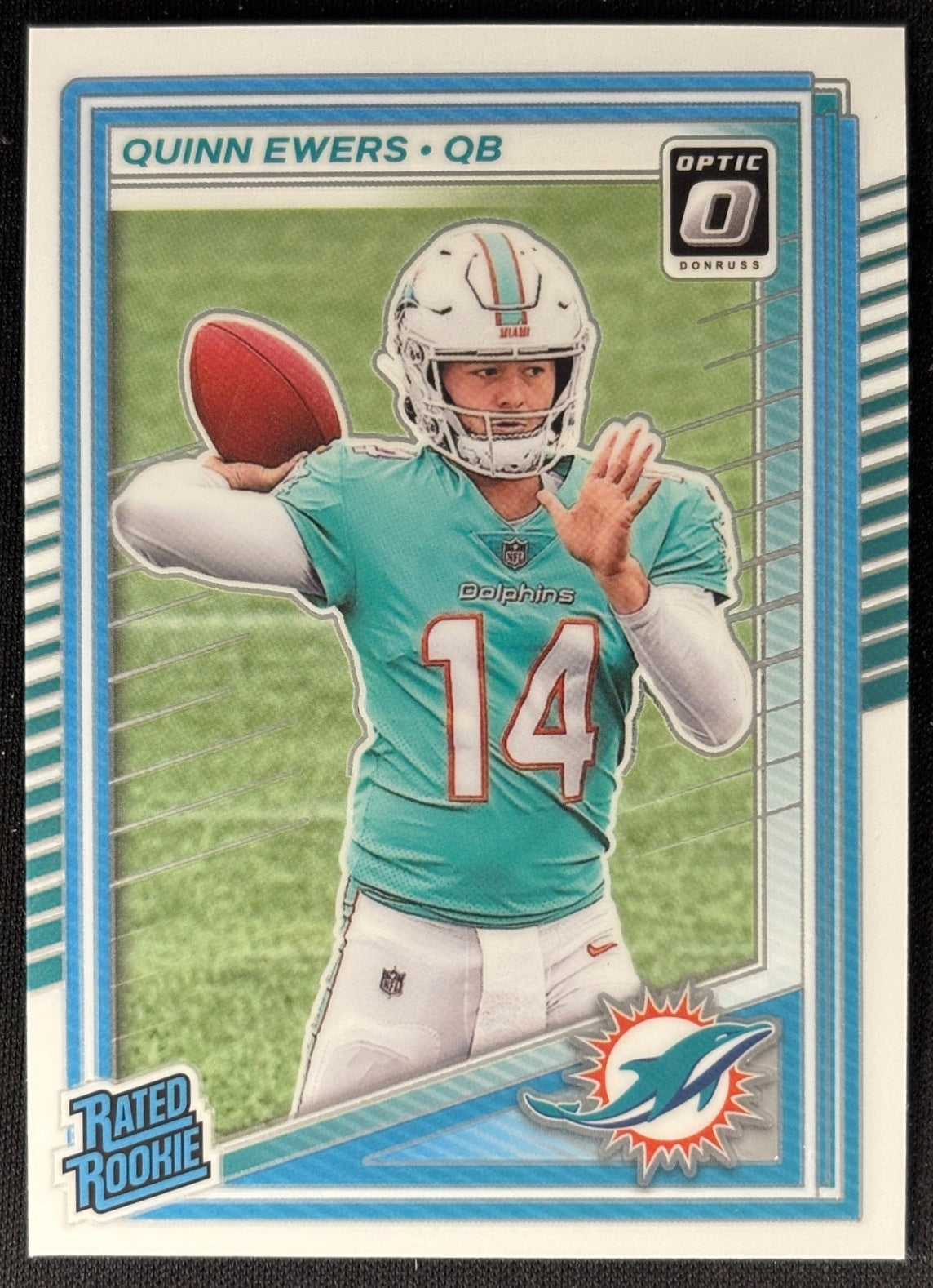 Quinn Ewers 2025 Donruss Optic Rated Rookie Dolphins Sports Trading Card