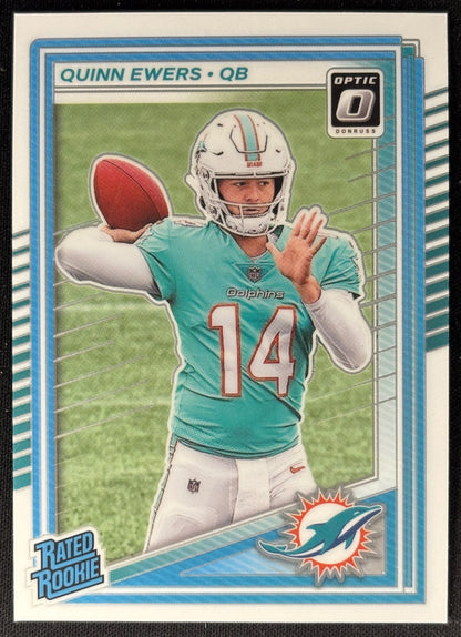 Quinn Ewers 2025 Donruss Optic Rated Rookie Dolphins Sports Trading Card