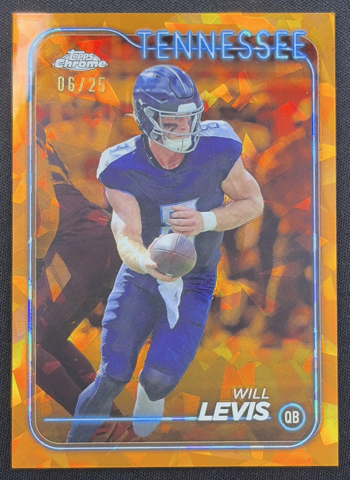 Will Levis 2024 Topps Chrome Sapphire Edition Orange Refractor /25 Titans