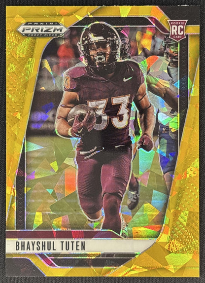Bhayshul Tuten 2025 Panini Prizm Draft Picks Gold Ice Jaguars front