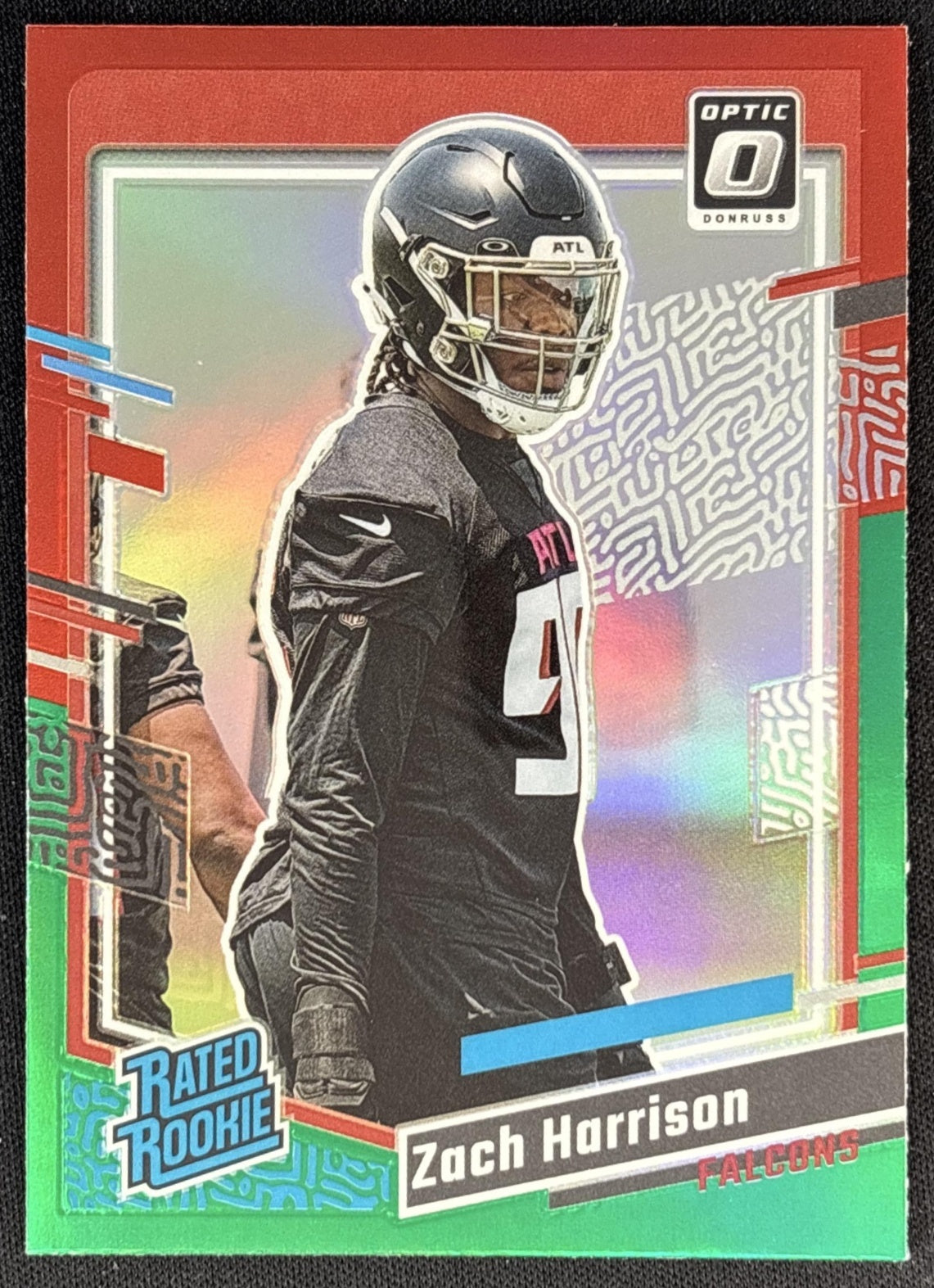 Zach Harrison 2023 Donruss Optic Rated Rookie Preview Red & Green Prizm Falcons