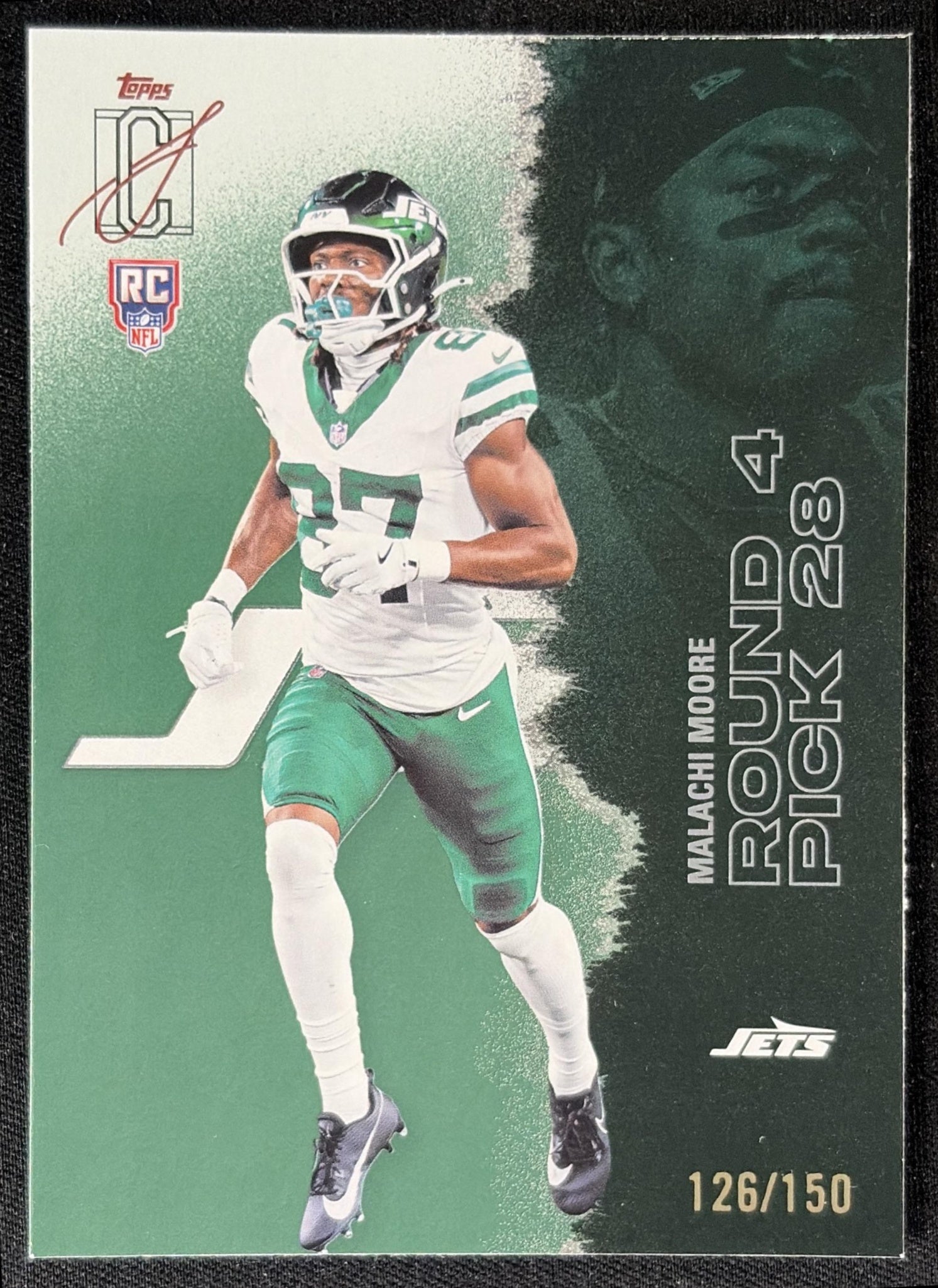 Malachi Moore 2025 Topps Signature Class Chrome Rookie Green Refractor /150 Jets