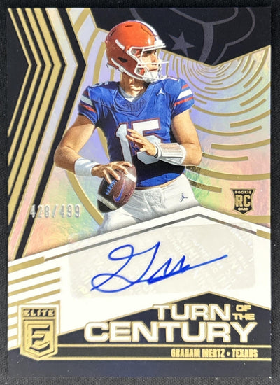 Graham Mertz 2025 Panini Donruss Elite Turn of the Century Auto /499 Texans