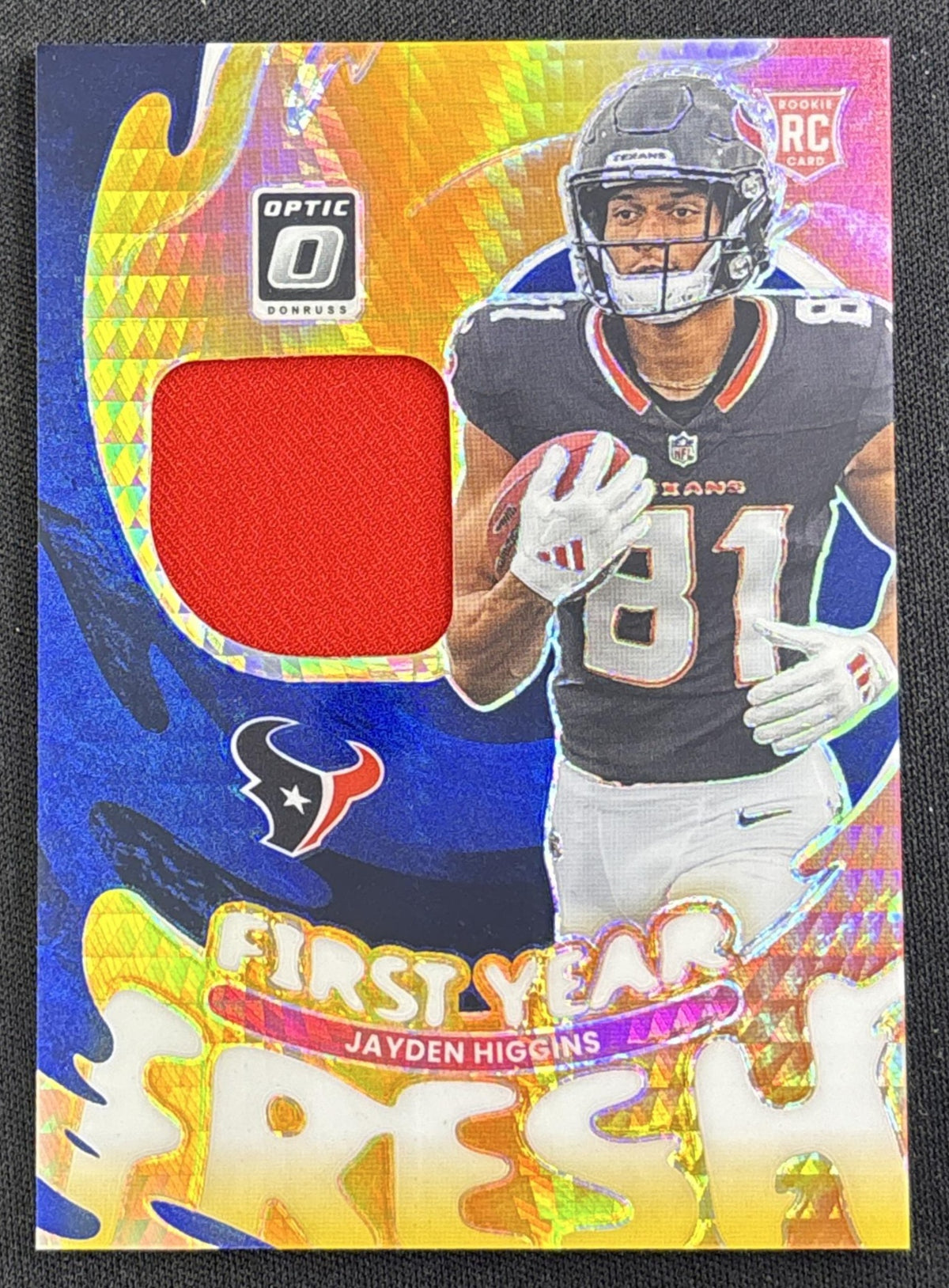 Jayden Higgins 2025 Panini Donruss Optic First Year Fresh Texans