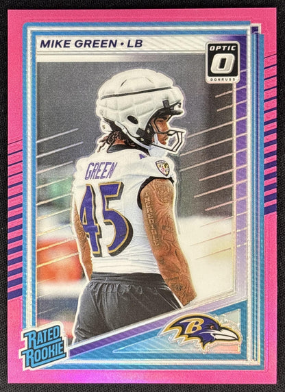 Mike Green 2025 Panini Donruss Optic Rated Rookie Preview Pink Ravens - Front