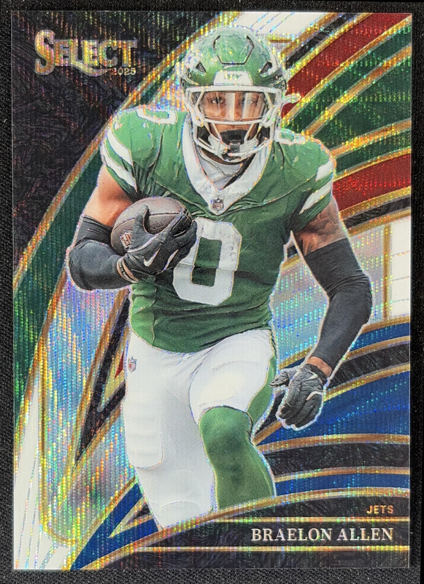 Braelon Allen 2025 Panini Select Club Level Tri-Color Prizm /249 Jets front