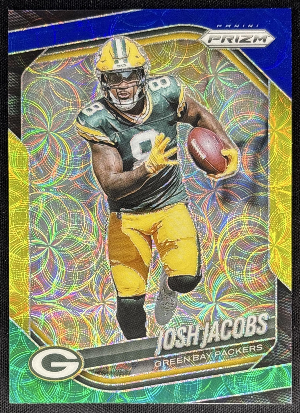 Josh Jacobs 2025 Panini Prizm Choice Blue Yellow & Green Packers Sports Trading Card