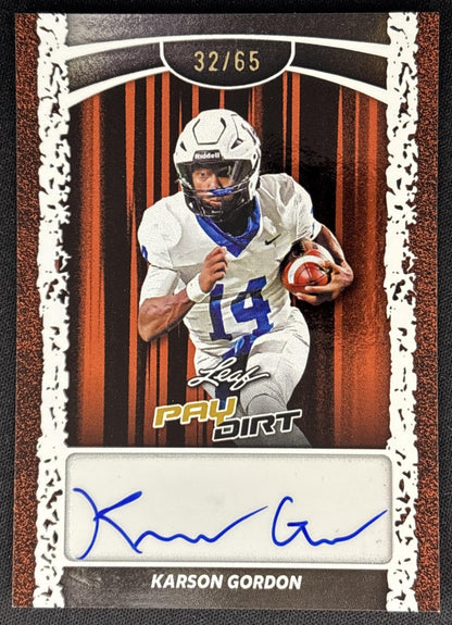 Karson Gordon 2026 Leaf Paydirt Auto Orange /65 front