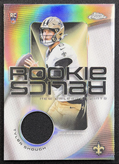 Tyler Shough 2025 Topps Chrome Rookie Relics Saints