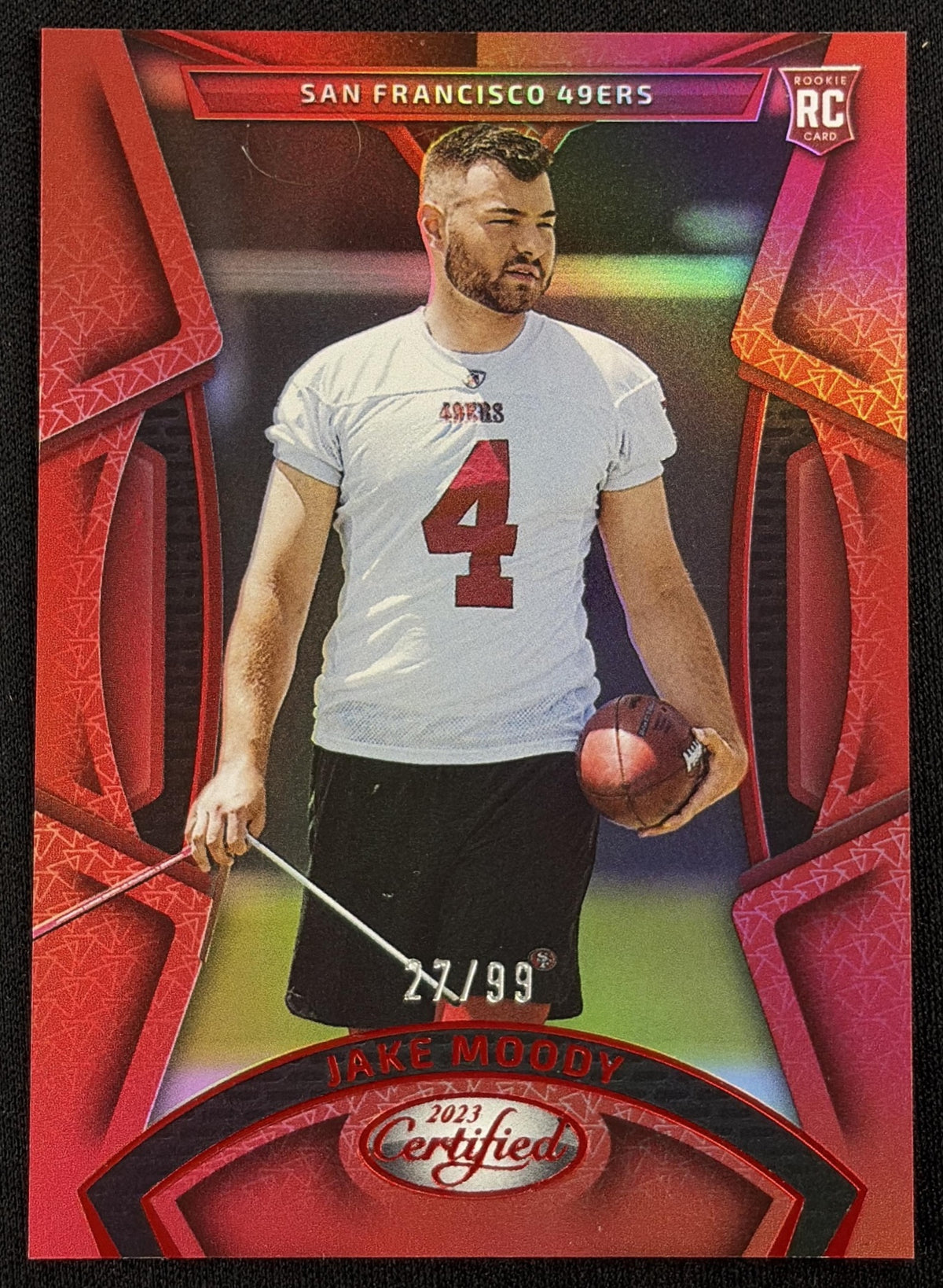 Jake Moody 2023 Panini Certified Red Mirror /99 49ers - Front