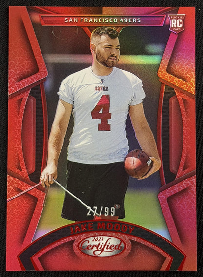 Jake Moody 2023 Panini Certified Red Mirror /99 49ers - Front