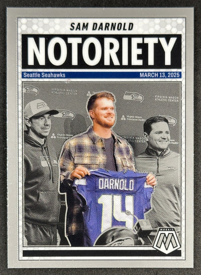 Sam Darnold 2025 Mosaic Notoriety Seahawks Sports Trading Card