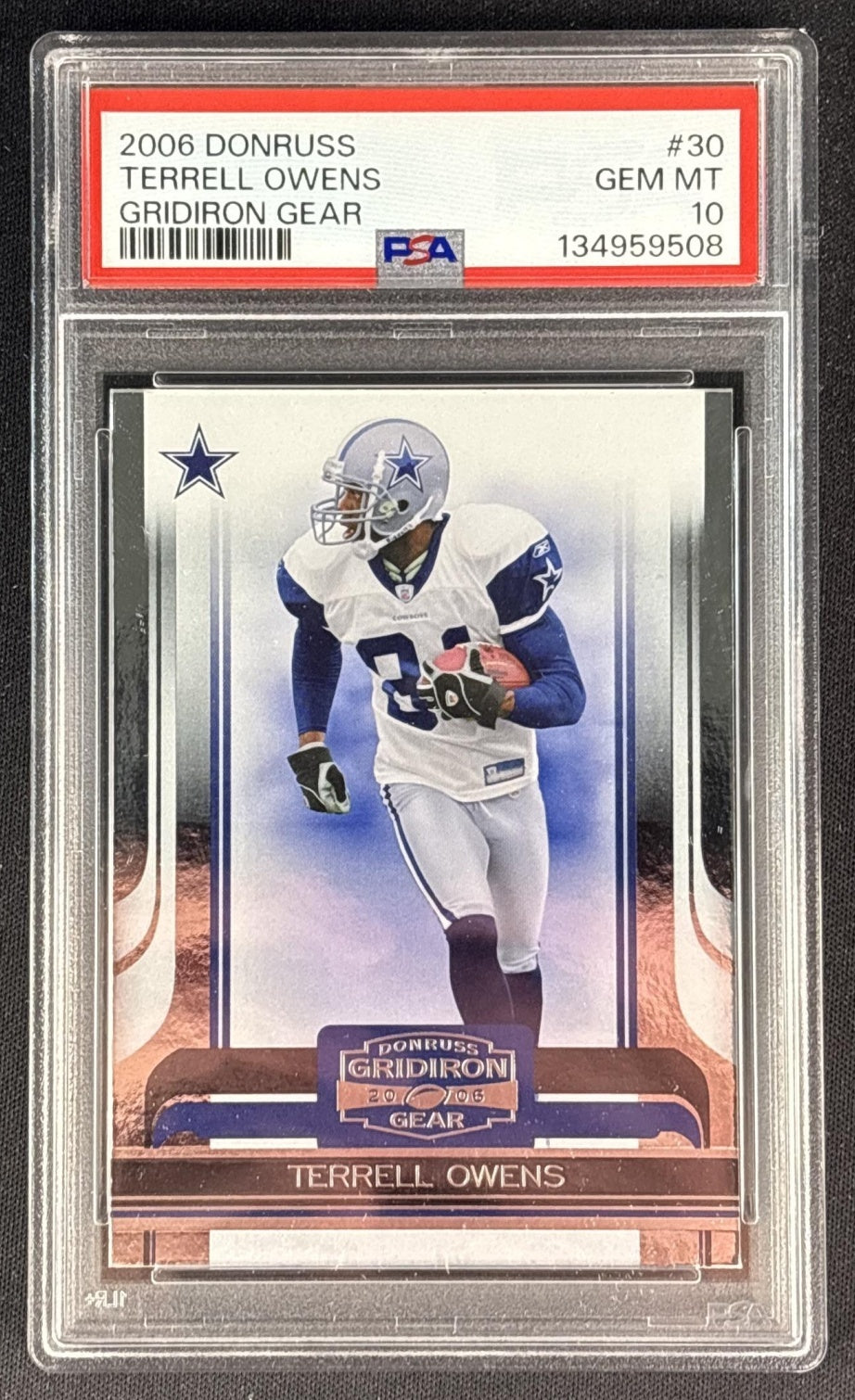 Terrell Owens 2006 Donruss Gridiron Gear PSA 10 Cowboys Front