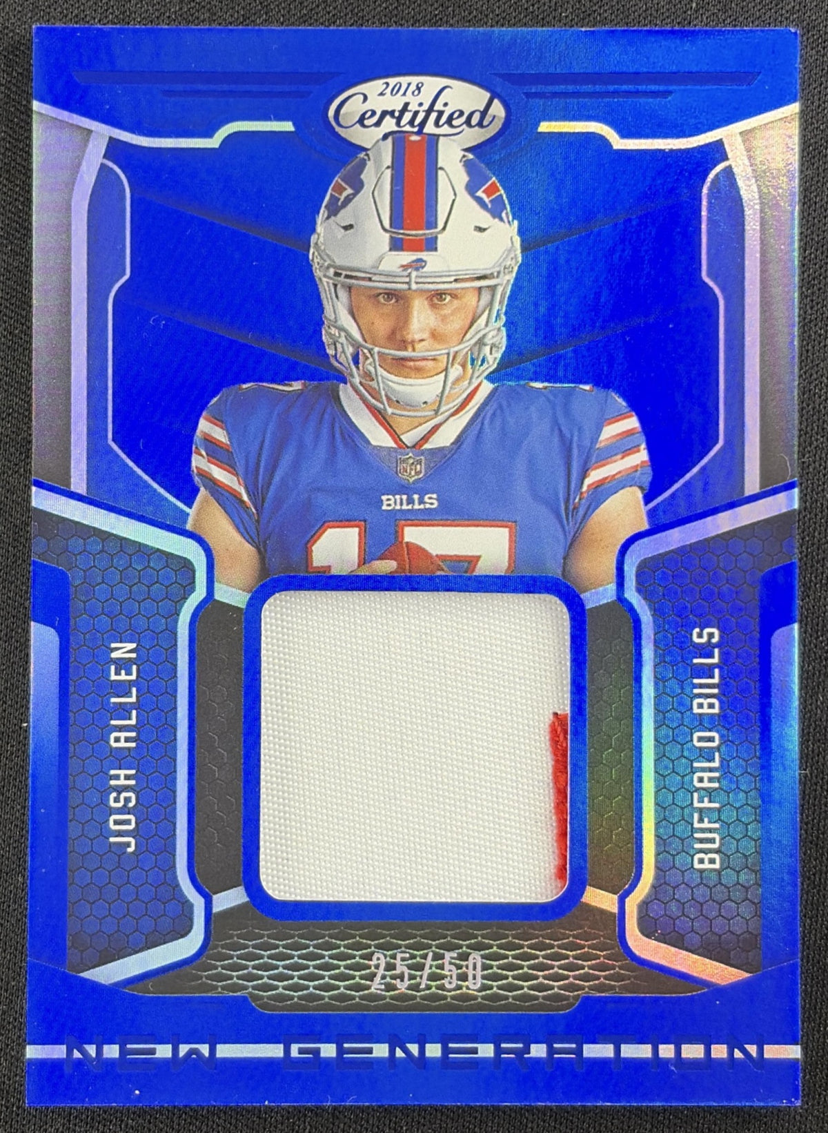 Josh Allen 2018 Panini Certified New Generation Jerseys Mirror Blue /50 Bills Sports Trading Card