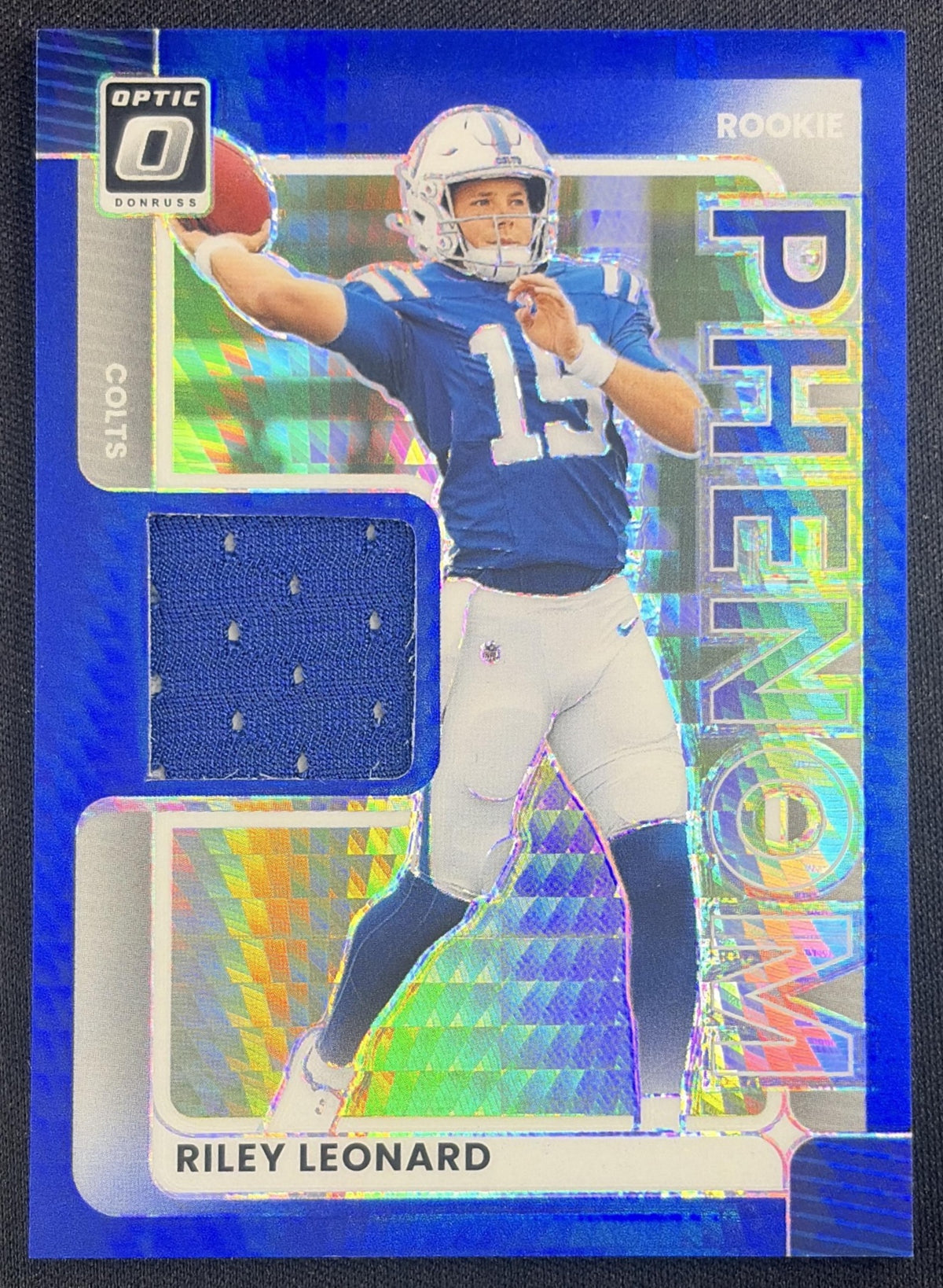 Riley Leonard 2025 Panini Donruss Optic Rookie Phenoms Blue Hyper Prizm Colts