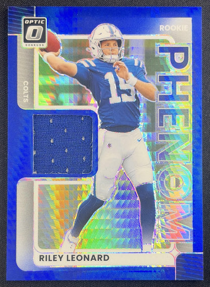 Riley Leonard 2025 Panini Donruss Optic Rookie Phenoms Blue Hyper Prizm Colts