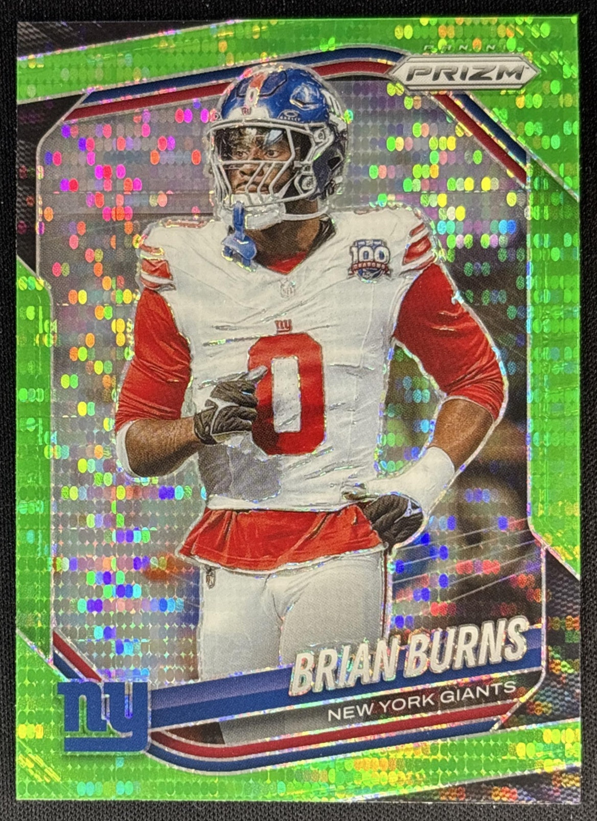 Brian Burns 2025 Panini Prizm Neon Green Pulsar Giants - New York Giants