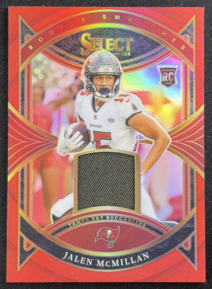 Jalen McMillan 2024 Panini Select Rookie Swatches Red Prizm Buccaneers Sports Trading Card