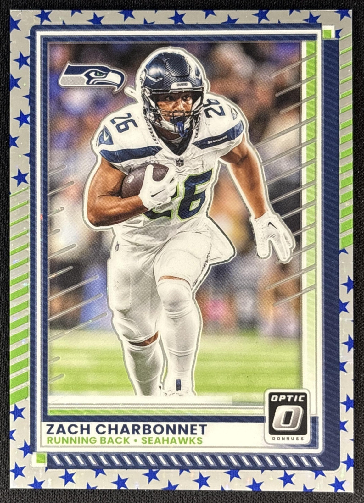 Zach Charbonnet 2025 Panini Donruss Optic Stars Prizm Seahawks front