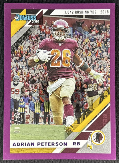 Adrian Peterson 2019 Panini Donruss Season Stat Line /500 Redskins front